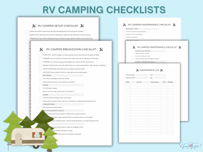 rv camping maintenance checklists. rv setup, rv breakdown, maintenance log.